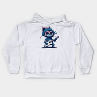 Cartoon Guitarist Raccoon Kids Hoodie